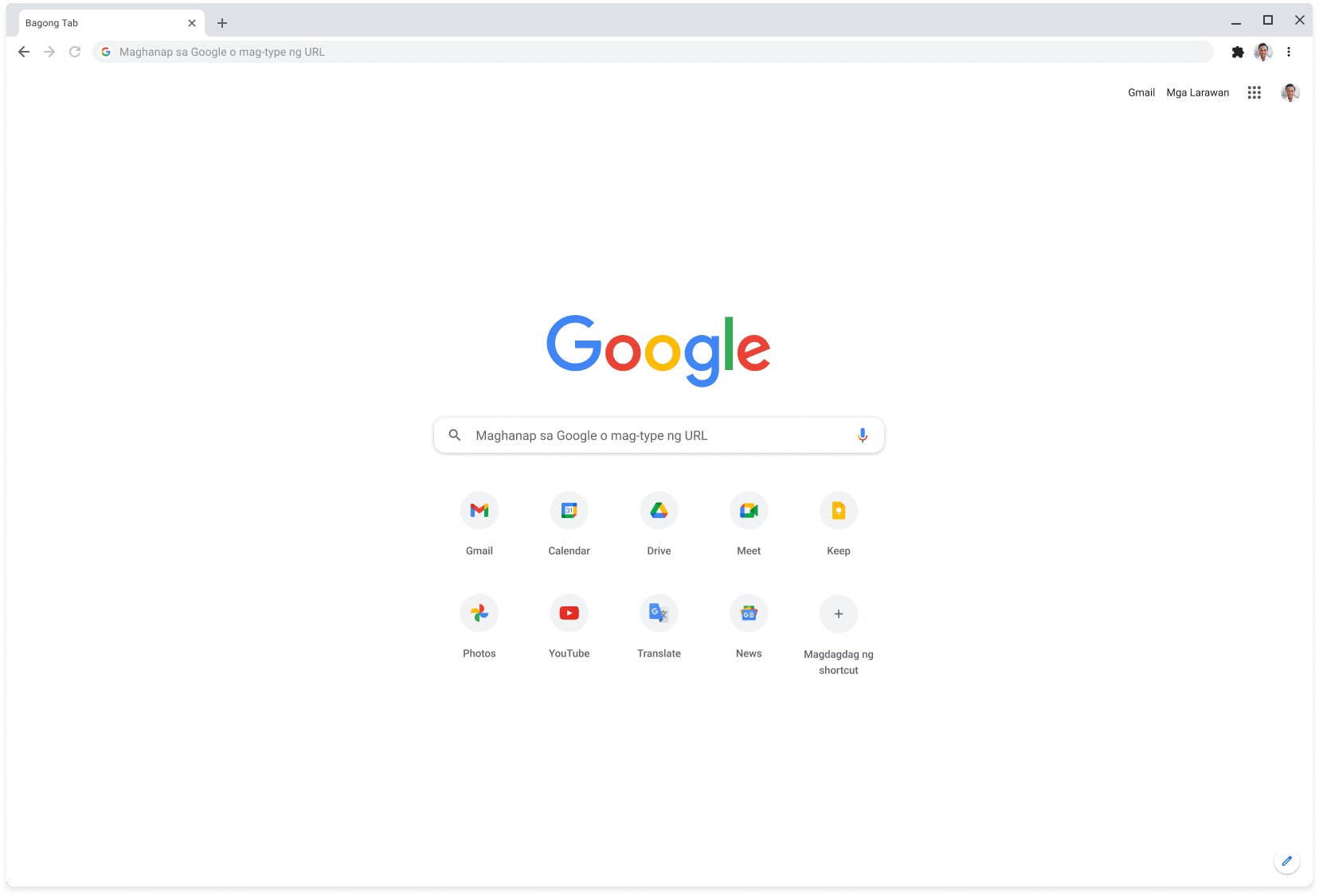 Window ng Chrome browser na ipinapakita ang Google.com.