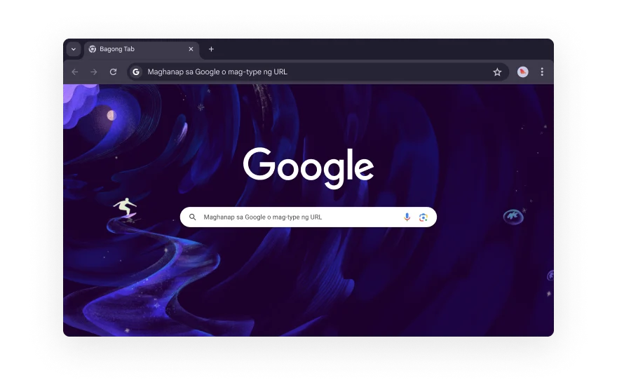 Napapaligiran ang isang abstract na UI ng Chrome ng mga icon na kumakatawan sa mga kategorya para sa mga extension ng browser. Kumakatawan ang mga icon sa Pamimili, Entertainment, Mga Tool, Sining at Disenyo, at Accessibility.
