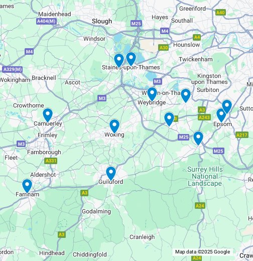 West Surrey Covered Areas - Google My Maps